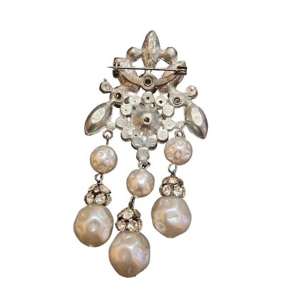 Vintage Unsigned Older Pot Metal Blingy Dangle Brooch (A4766) - Picture 3 of 3